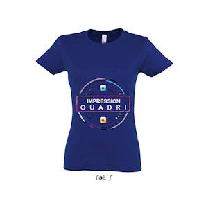 Finitions : Impression numérique quadri sur t-shirt femme Sol's modèle Impérial. 
Couleurs aux choix (voir fiche couleur) panachage couleur possible. Avantages : L'impression numérique haute définition avec blanc de soutien permet un rendu de couleu... 